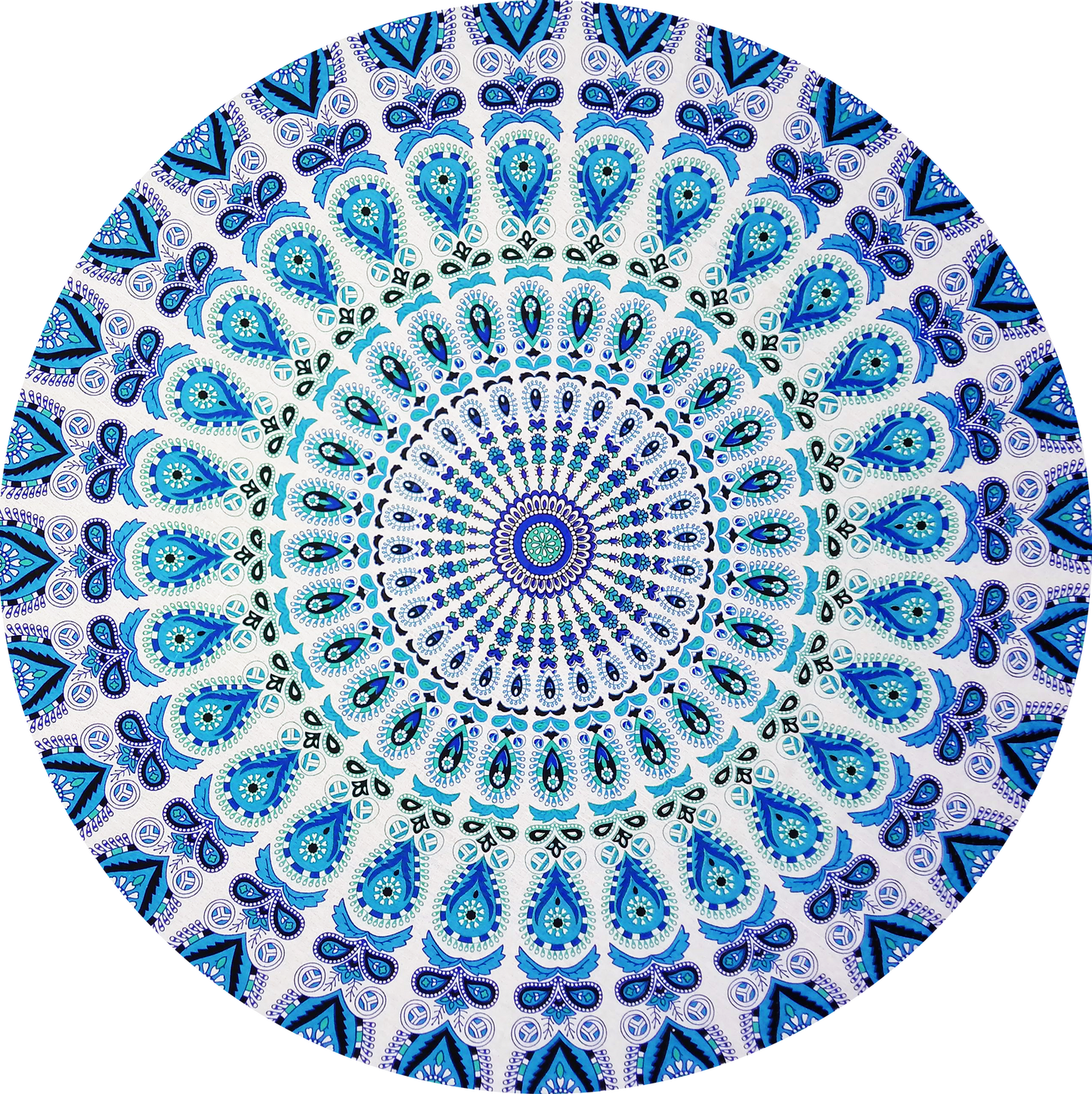 Mandala A Lightblue framed in 24in round wooden frame by Gonz.Art