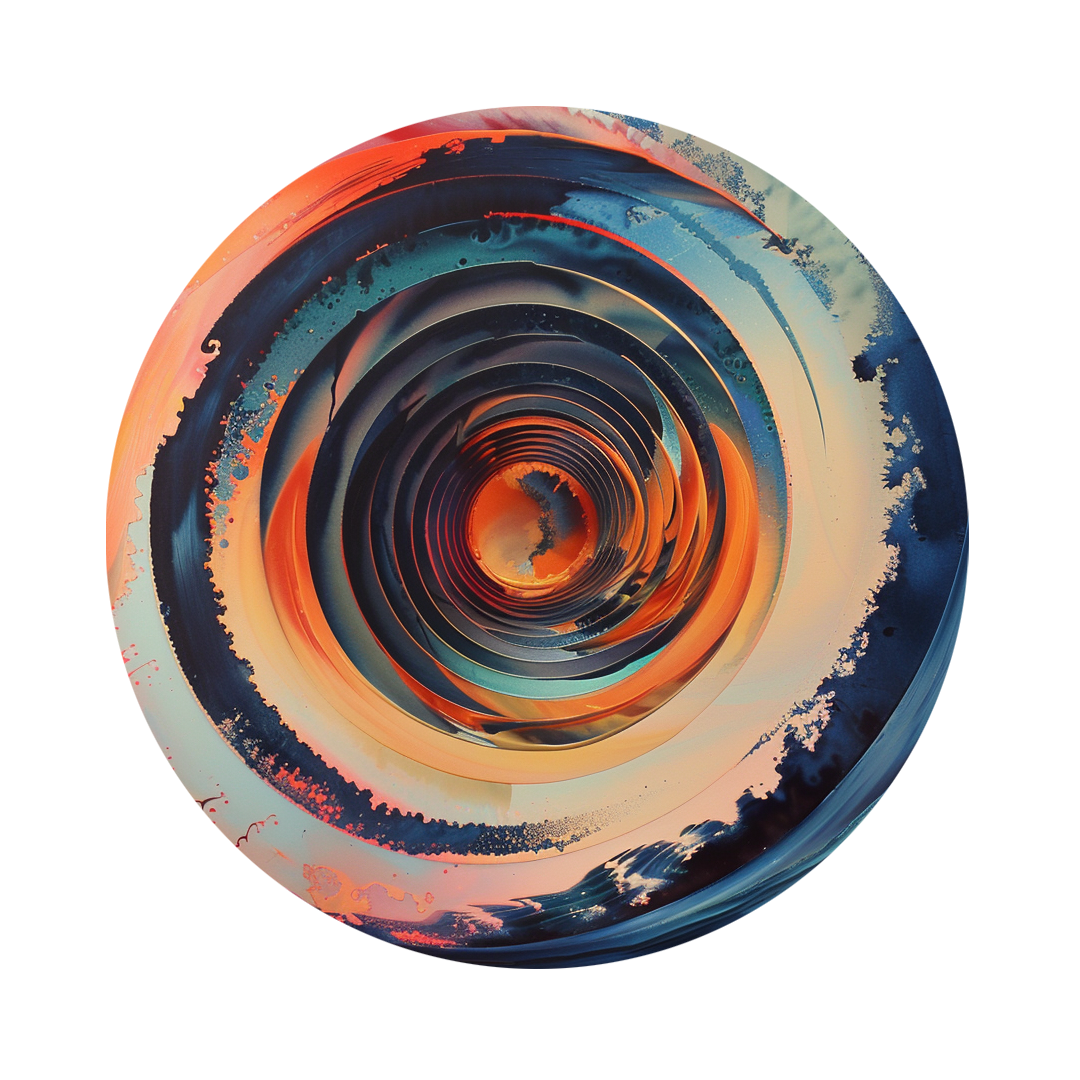 Chromatic dance framed in 12in round wooden frame by Gonz.Art
