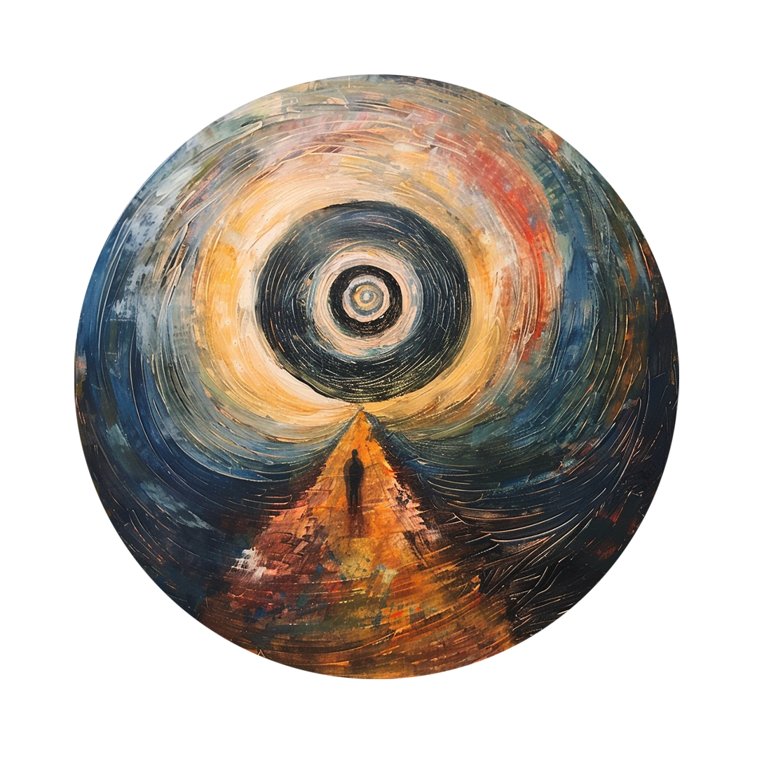 The eye of destiny framed in 12in round wooden frame by Gonz.Art