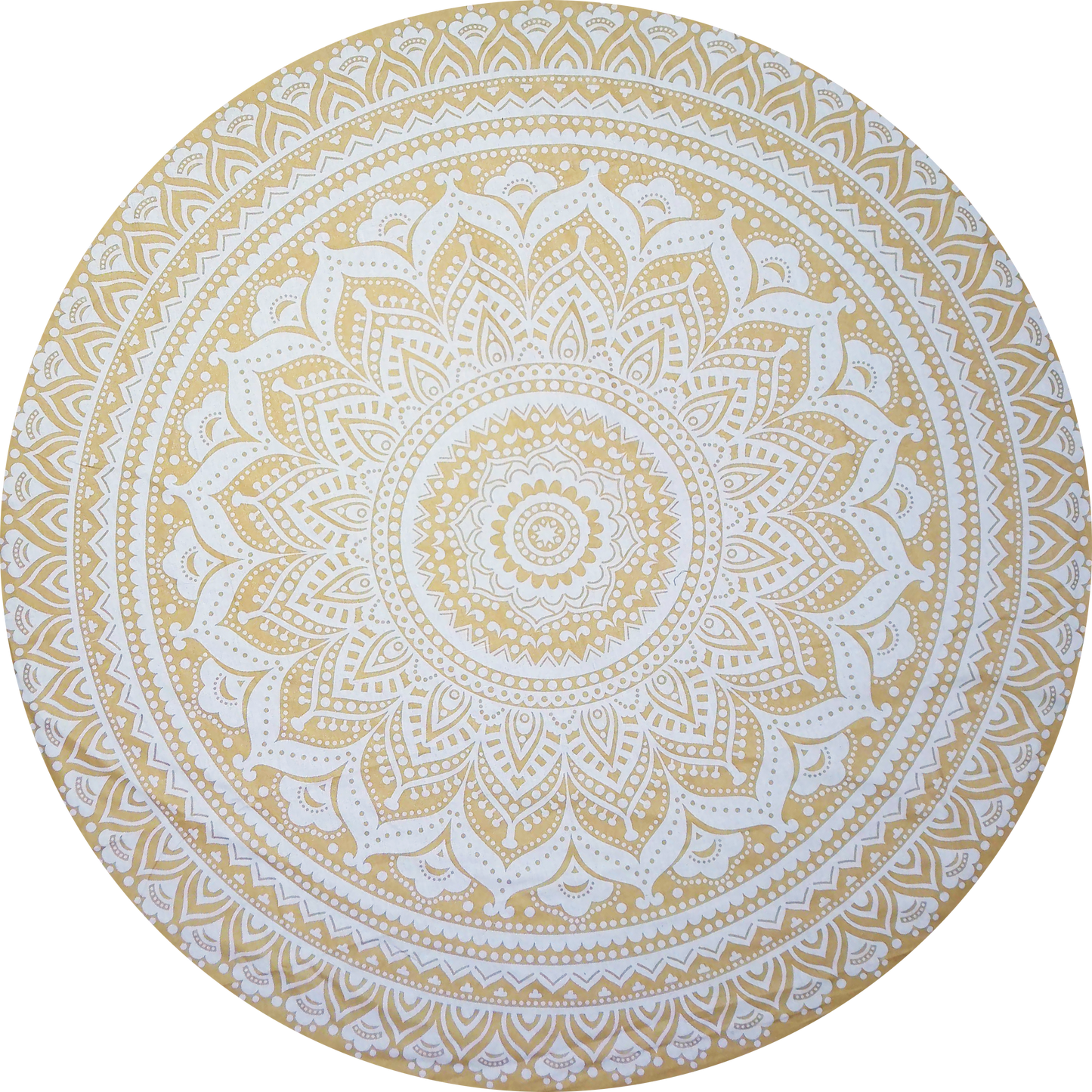 Mandala B Beige framed in 24in round wooden frame by Gonz.Art