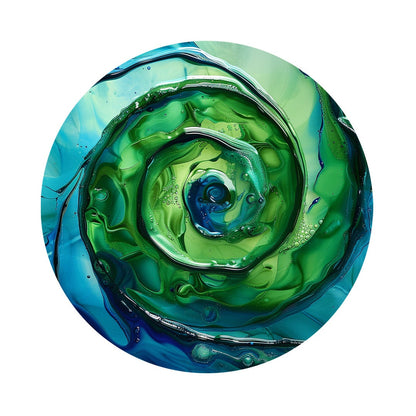 Aquatic Spiral framed in 24in round wooden frame