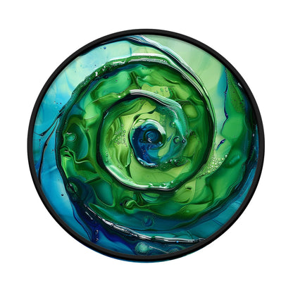 Aquatic Spiral framed in 24in round wooden frame