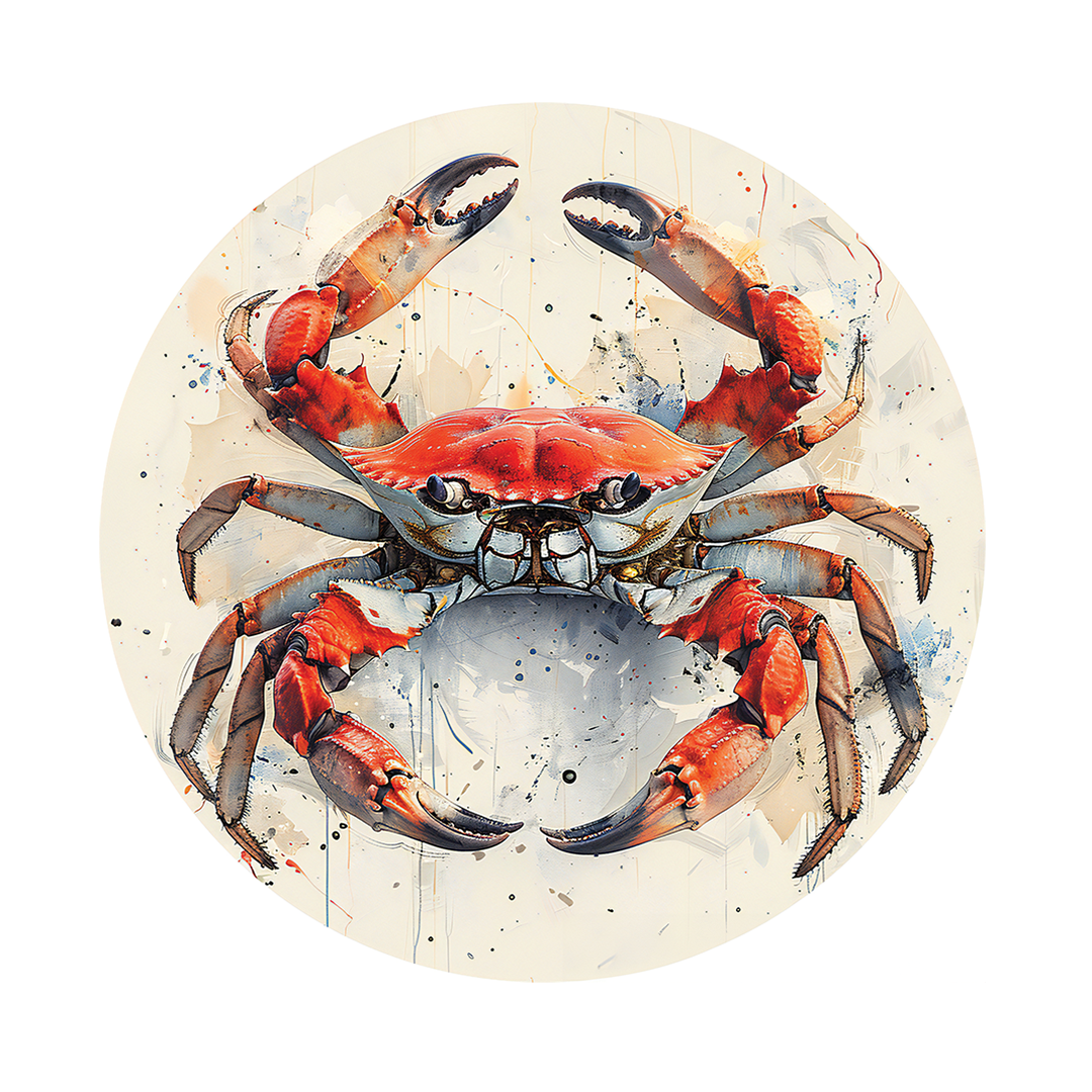 Crab framed in 24in round wooden frame