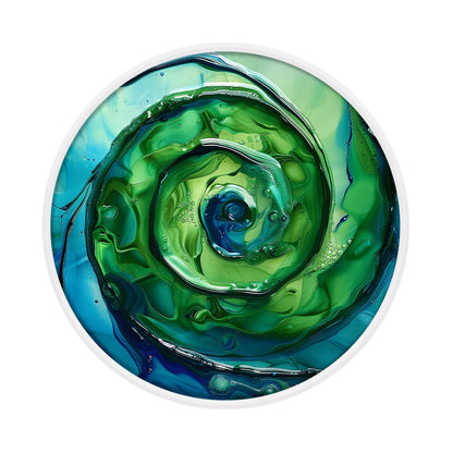 Aquatic Spiral framed in 24in round wooden frame