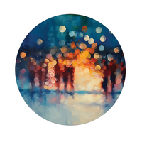 Nocturnal Reflections framed in 24in round wooden frame