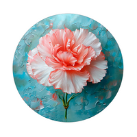 Poet's carnation framed in 24in round wooden frame