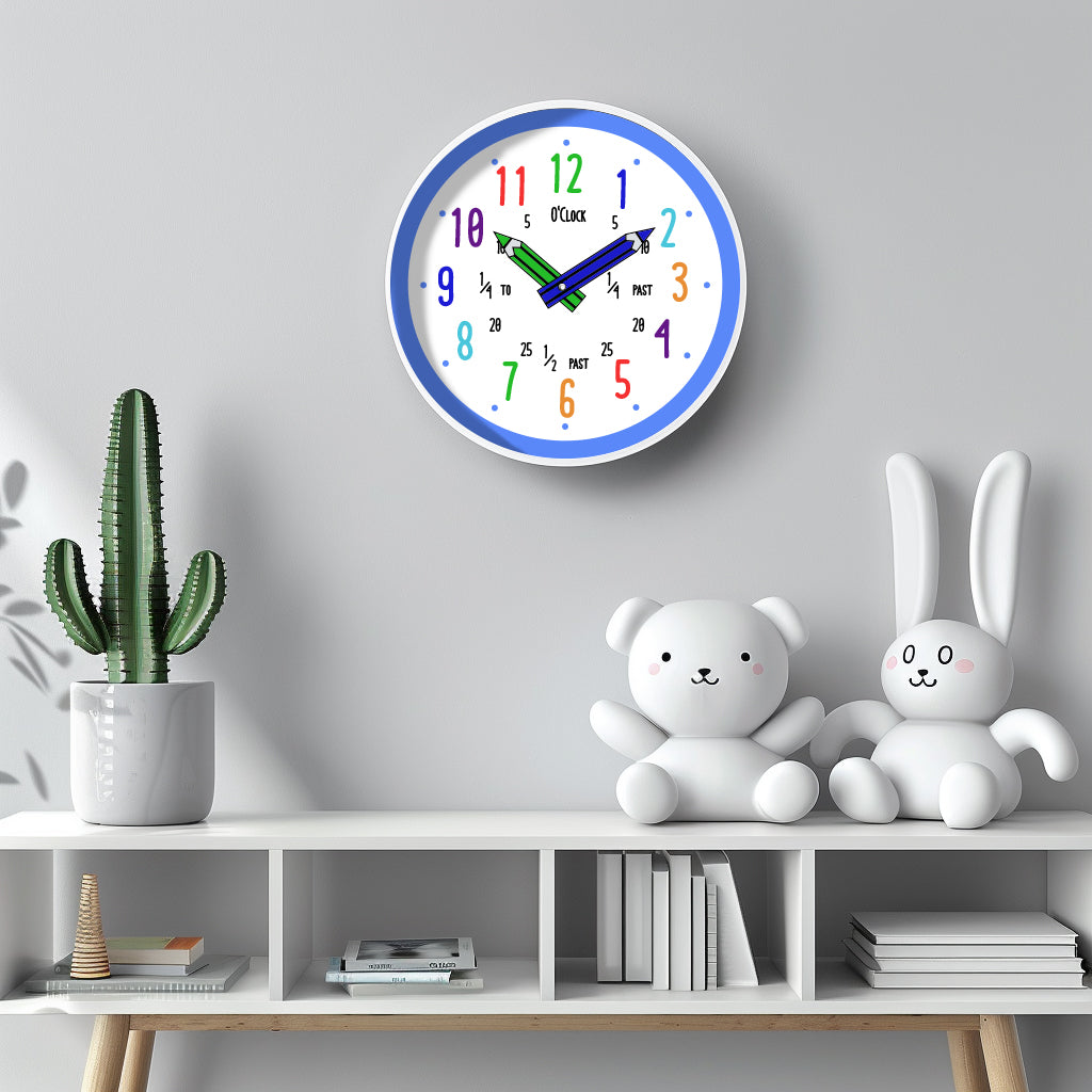 a clock with a rabbit and a cactus on a shelf