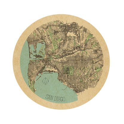 San Diego framed in 24in round wooden frame