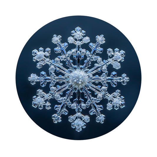 Snow storm framed in 24in round wooden frame