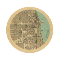 Chicago framed in 24in round wooden frame