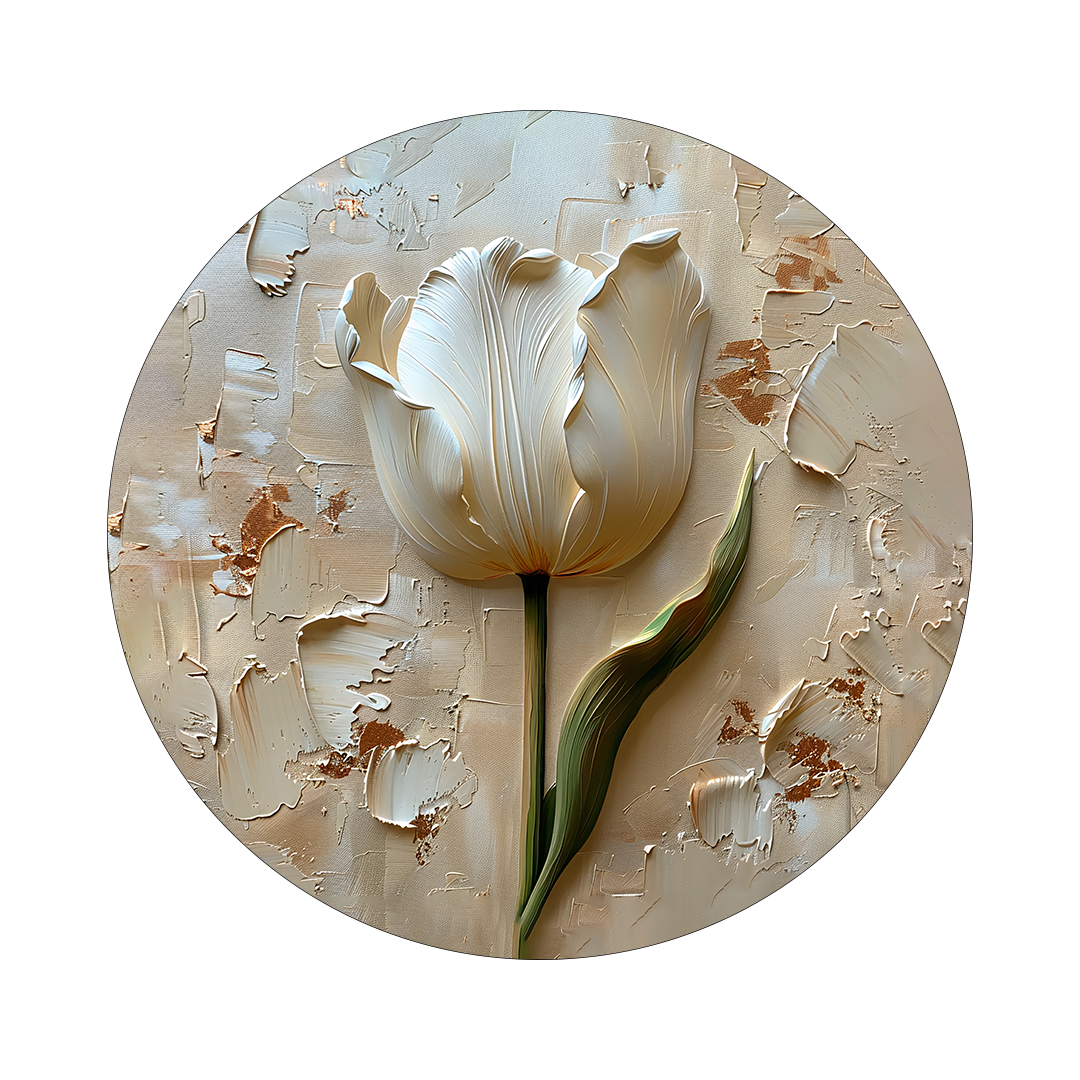 Tulip framed in 24in round wooden frame