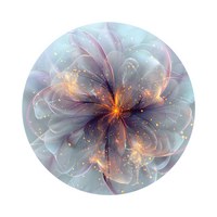 Celestial Bloom framed in 12in round wooden frame