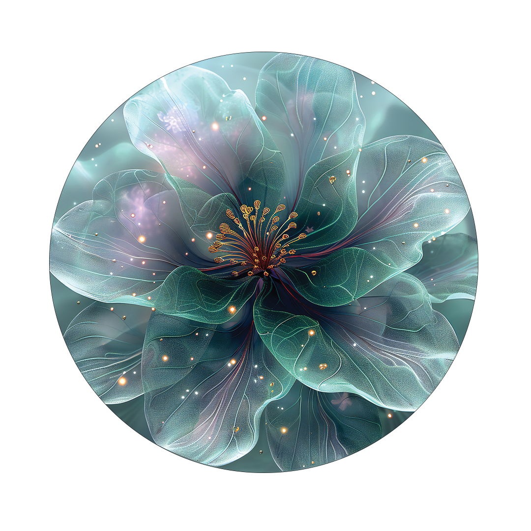 Nebula Flower framed in 12in round wooden frame