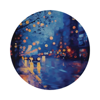 Night framed in 12in round wooden frame