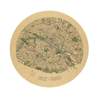 Paris framed in 12in round wooden frame