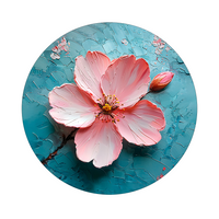 Sakura framed in 12in round wooden frame