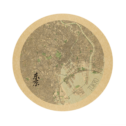 City Tokyo framed in 12in round wooden frame