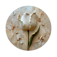 Tulip framed in 12in round wooden frame