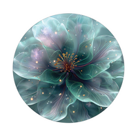 Nebula Flower framed in 24in round wooden frame