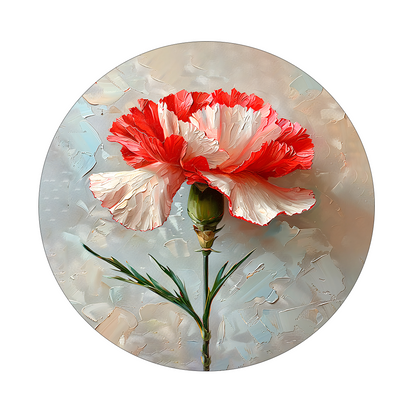 Carnation Flower framed in 24in round wooden frame