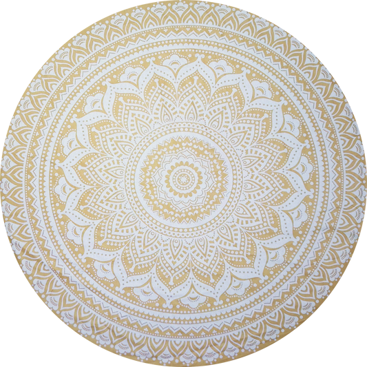 Mandala B Beige framed in 24in round wooden frame by Gonz.Art