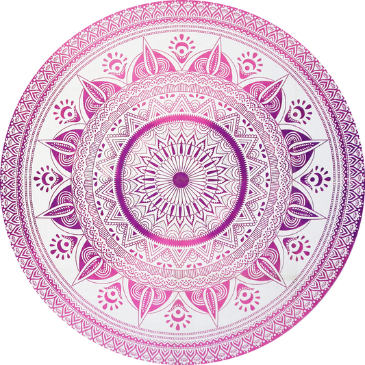 Mandala H Purple framed in 24in round wooden frame by Gonz.Art
